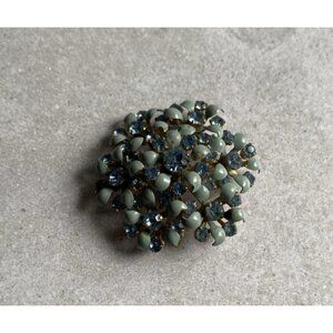 Vintage Green Faux Pearl Cluster Brooch Pen 1 3/4” Estate